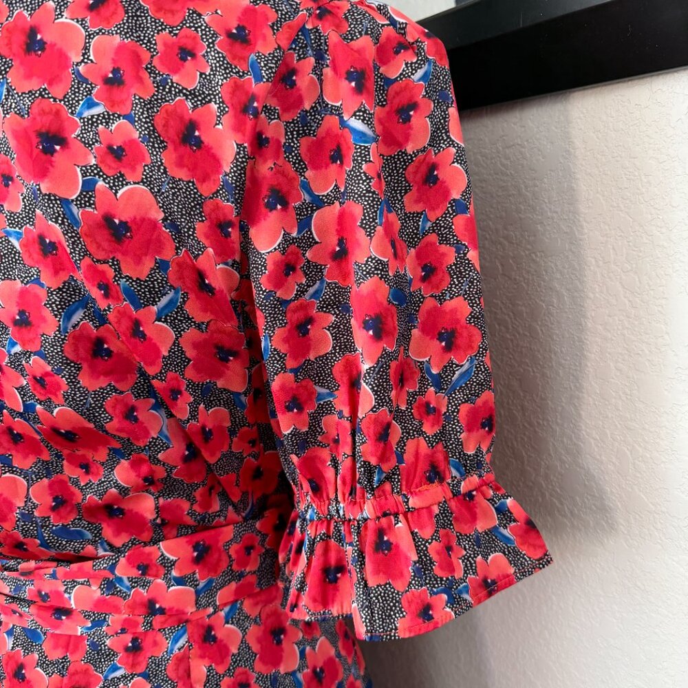 HOUSE OF HARLOW 1960 x Revolve Aja Red Poppy Floral Mini Wrap Dress XL - Picture 11 of 14